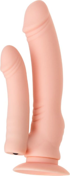 Двойной фаллоимитатор с присоской и съемной вибропулей - 19,5 см.