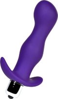Фиолетовая изогнутая анальная вибропробка - 12,9 см.