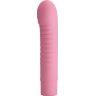 Нежно-розовый мини-вибратор Mick с ребрышками - 13 см.