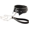 Черный ошейник-воротничок с металлическим поводком