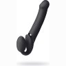 Черный безремневой вибрострапон Vibrating Bendable Strap-On - size L