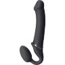 Черный безремневой вибрострапон Vibrating Bendable Strap-On - size L