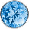 Большая серебристая анальная пробка Diamond Light blue Sparkle Large с голубым кристаллом - 8 см.