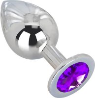 Большой плаг из стали с фиолетовым кристаллом Violet Dream - 9,5 см.