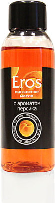 Массажное масло Eros exotic с ароматом персика - 50 мл.  Цена 580 руб. Масло массажное «Eros Exotic» для эротического массажа. Вызывает ощущение тепла, особенно при дуновении. Повышает чувствительность. Имеет приятный аромат персика и сладкий вкус. Обеспечивает длительное скольжение. Легко смывается водой. Глицерин, вода, бетаин, отдушка. Страна: Россия. Объем: 50 мл.