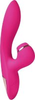 Розовый вибратор-кролик с вакуумной стимуляцией 5’’ Silicone Suction Kiss - 20,3 см.
