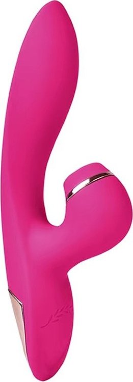 Розовый вибратор-кролик с вакуумной стимуляцией 5’’ Silicone Suction Kiss - 20,3 см.