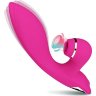 Розовый вибратор-кролик с вакуумной стимуляцией 5’’ Silicone Suction Kiss - 20,3 см.