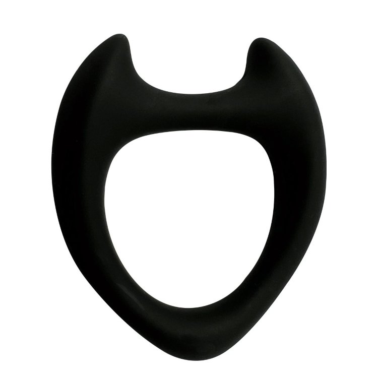Черное эрекционное кольцо с рожками Wooomy Toro M