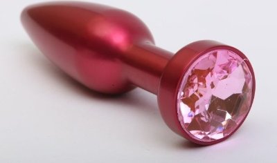 Большая красная анальная пробка с розовым стразом - 11,2 см.  Цена 1 154 руб. Длина: 11.2 см. Диаметр: 2.9 см. Металлическая пробка с ограничительным основанием для безопасного использования. Страна: Китай. Материал: металл.