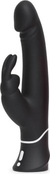 Черный вибратор-кролик Happy Rabbit Realistic Rechargeable Rabbit Vibrator - 25,4 см.