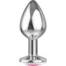 Большая серебристая анальная пробка Diamond Pink Sparkle Large с розовым кристаллом - 8 см.