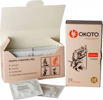 Презервативы OKOTO Classic - 12 шт. Длина: 18 см. Презервативы OKOTO Classic - гладкие классические презервативы. Номинальная ширина - 52+/-2 мм. Толщина стенки - 0,05+/-0,01 мм. Страна: Россия. Материал: латекс. Объем: 12 шт.