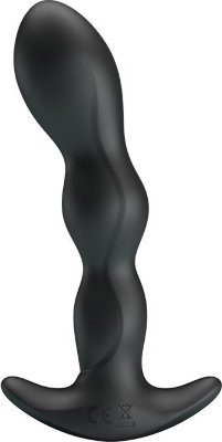 Черный анальный стимулятор простаты с вибрацией Special Anal Massager - 14,5 см.  Цена 5 014 руб. Длина: 14.5 см. Диаметр: 3.3 см. Special Anal Massager выполнен из медицинского силикона, абсолютно гипоаллергенного и безопасного для использования материала с мягкой и бархатистой на ощупь поверхностью. Чуть закругленный кончик обеспечивает легкое введение, а изогнутая форма — точечный и интенсивный массаж простаты. В кончике массажера находится мощный виброэлемент, который имеет 12 разных режимов мощной вибрации. Управление режимами - простое и интуитивно понятное - всего пара кнопок на корпусе. Массажер работает от емкого встроенного аккумулятора, зарядное устройство для которого в комплекте.Также, игрушка отлично подходит для использования в воде. Рабочая длина - 13 см. Страна: Китай. Материал: силикон. Батарейки: встроенный аккумулятор.