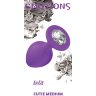Средняя фиолетовая анальная пробка Emotions Cutie Medium с прозрачным кристаллом - 8,5 см.
