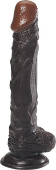 Чёрный фаллоимитатор на присоске - 24,1 см.
