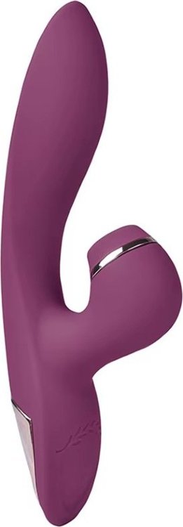 Сливовый вибратор-кролик с вакуумной стимуляцией 5’’ Silicone Suction Kiss - 20,3 см.