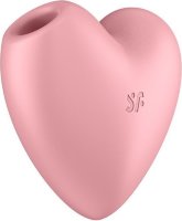 Розовый вибромассажер Cutie Heart с вакуум-волновой стимуляцией