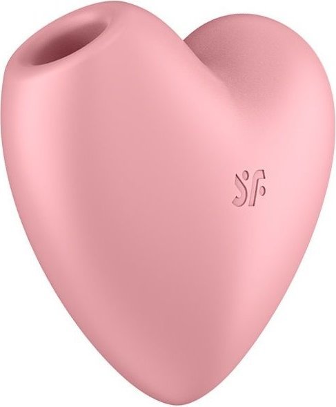 Розовый вибромассажер Cutie Heart с вакуум-волновой стимуляцией