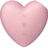Розовый вибромассажер Cutie Heart с вакуум-волновой стимуляцией