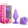 Фиолетовая анальная пробка Naughty Candy Heart Do Me Now - 8,9 см.
