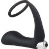Черное эрекционное кольцо с вибропробкой Vibrating Anal Plug With Cockring