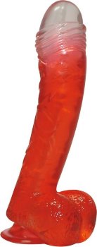 Красный фаллоимитатор на присоске LAZY BUTTCOCK - 17 см.