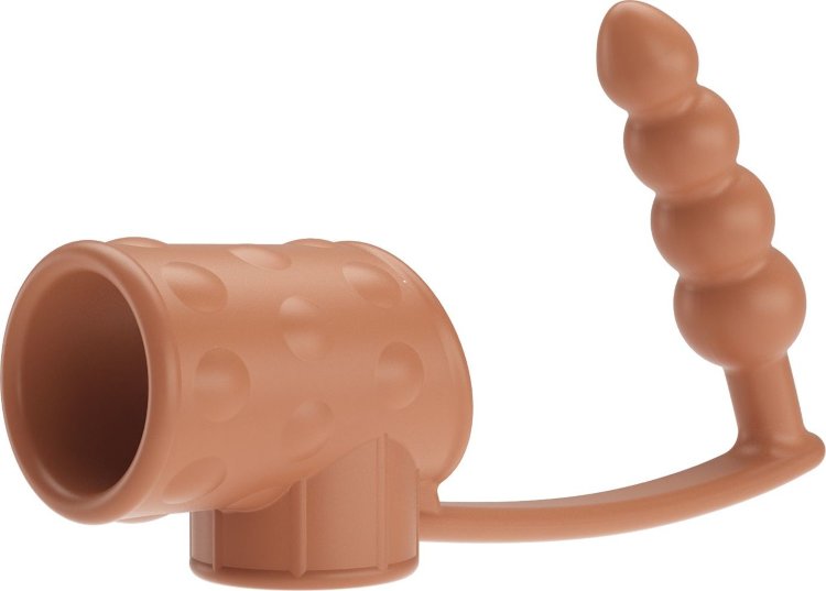 Телесная насадка на пенис и мошонку с анальным стимулятором Rilley