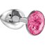 Малая серебристая анальная пробка Diamond Pink Sparkle Small с розовым кристаллом - 7 см.  Цена 1 069 руб. - Малая серебристая анальная пробка Diamond Pink Sparkle Small с розовым кристаллом - 7 см.