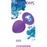 Средняя фиолетовая анальная пробка Emotions Cutie Medium с голубым кристаллом - 8,5 см.