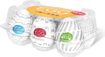 Набор из 6 мастурбаторов Tenga EGG Easy Beat с различным рельефом  Цена 6 182 руб. Длина: 6.1 см. Диаметр: 4.9 см. Полдюжины яиц в прозрачной пластиковой упаковке… И у каждого из них свой собственный секрет! Оригинальные мастурбаторы в форме яиц, выполненные их необычайно эластичного материала, скрывают внутри волнующий рельеф. Шишечки у Sphere, спирали у Wavy II, паутина у Silky II, выступы у Brush, завихрения у Tornado и углы у Boxy… Какое бы из 6 яиц вы ни выбрали, вас ждёт удовольствие – стоит только воспользоваться лубрикантом, вставить головку в игрушку и начать совершать привычные движения рукой. Страна: Япония. Материал: термопластичный эластомер (TPE).