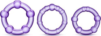 Набор из 3 фиолетовых эрекционных колец Stay Hard Beaded Cockrings