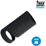 Черная открытая насадка на пенис с кольцом для мошонки size M - 7,9 см.
