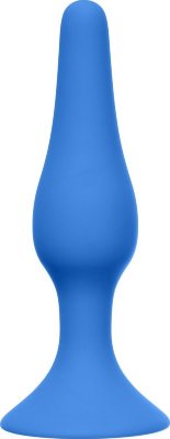 Синяя анальная пробка Slim Anal Plug Large - 12,5 см.  Цена 723 руб. Длина: 12.5 см. Диаметр: 3.1 см. Откройте новые ощущения с анальной пробкой Slim Anal Plug Large! Она выполнена из высококачественного медицинского силикона. Этот материал является одним из наиболее гигиеничных, служит максимально долго и прост в уходе. Игрушка разработана специально для новичков в области анальных удовольствий. Узкий кончик максимально облегчает ввод, а ограничительное основание в виде присоски делает ее безопасной в использовании и позволяет надежно закреплять на плоских поверхностях. Рабочая длина - 10,5 см. Страна: Россия. Материал: силикон.