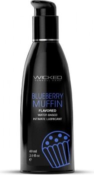 Лубрикант на водной основе с ароматом черничного маффина Wicked Aqua Blueberry Muffin - 60 мл.