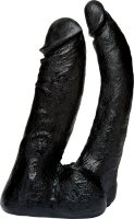 Черная насадка-фаллоимитатор для двойной стимуляции Double Penetrator - 16 см.