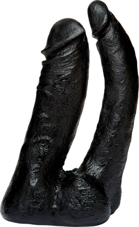 Черная насадка-фаллоимитатор для двойной стимуляции Double Penetrator - 16 см.