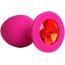 Ярко-розовая анальная пробка с красным кристаллом - 9,5 см.  Цена 709 руб. - Ярко-розовая анальная пробка с красным кристаллом - 9,5 см.