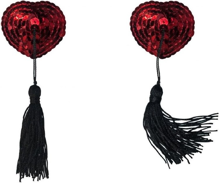 Красные пэстисы-сердечки Gipsy с черными кисточками