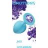 Средняя голубая анальная пробка Emotions Cutie Medium с фиолетовым кристаллом - 8,5 см.