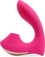 Розовый L-образный вибромассажёр с вакуумной стимуляцией 3,5’’ Silicone Billow Suction Lover