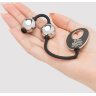Серебристые шарики Inner Goddess Mini Silver Pleasure Balls 85g на черном силиконовом шнурке