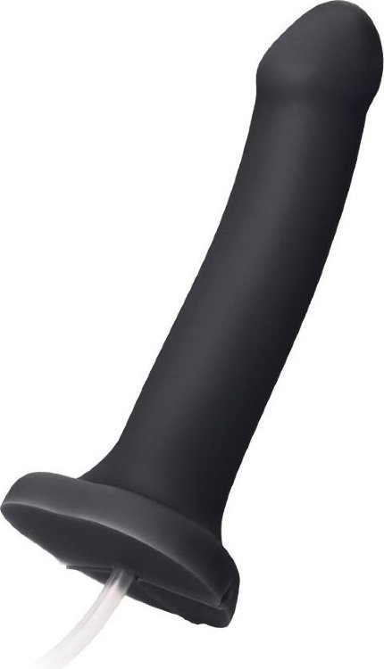 Черный фаллос с имитацией эякуляции Silicon Cum Dildo L - 19,6 см.