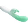 Зелено-белый вибратор-кролик Cerberus - 20,6 см.