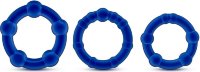 Набор из 3 синих эрекционных колец Stay Hard Beaded Cockrings