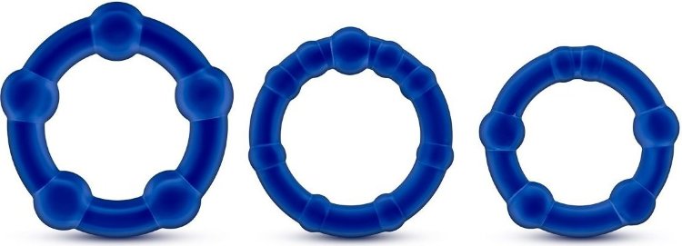 Набор из 3 синих эрекционных колец Stay Hard Beaded Cockrings