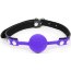 Фиолетовый кляп-шарик с черным ремешком  Цена 1 023 руб. - Фиолетовый кляп-шарик с черным ремешком