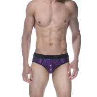 Сексуальные фиолетовые блестящие трусы-джоки