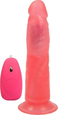 Розовый вибромассажёр на присоске с проводным пультом - 16,5 см.  Цена 1 780 руб. Длина: 16.5 см. Диаметр: 3.8 см. Вибромассажер имеет фаллическую форму с небольшой заостренной головкой и едва заметным, однако ощутимым, рельефом. Реалистичная секс-игрушка выполнена в ярком возбуждающем цвете, который придает этому изумительному изделию еще большей пикантности. Проводной пульт управления вибрацией. Присоска в основании. Страна: Россия. Материал: поливинилхлорид (ПВХ, PVC). Батарейки: 2 шт., тип AAA.