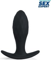 Черная силиконовая анальная пробка Sex Expert - 9,5 см.